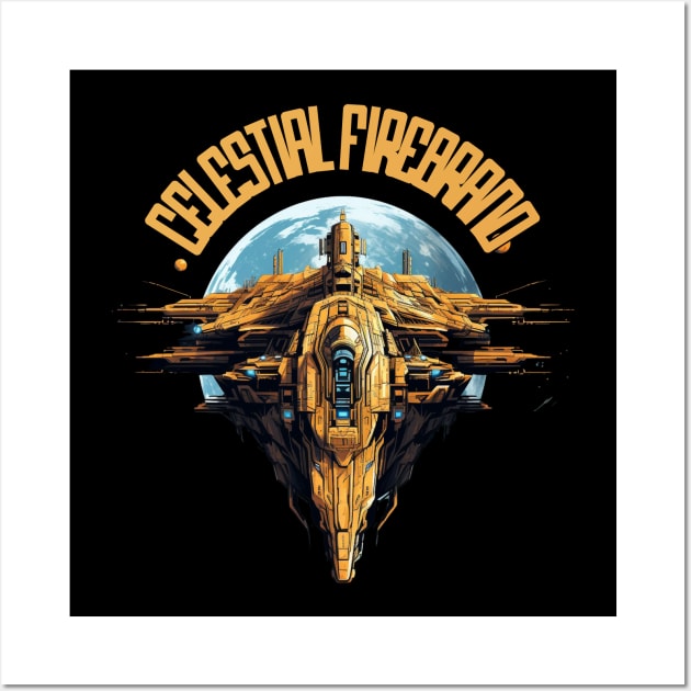 Futuristic Spaceship Celestial Firebrand Wall Art by FrogandFog